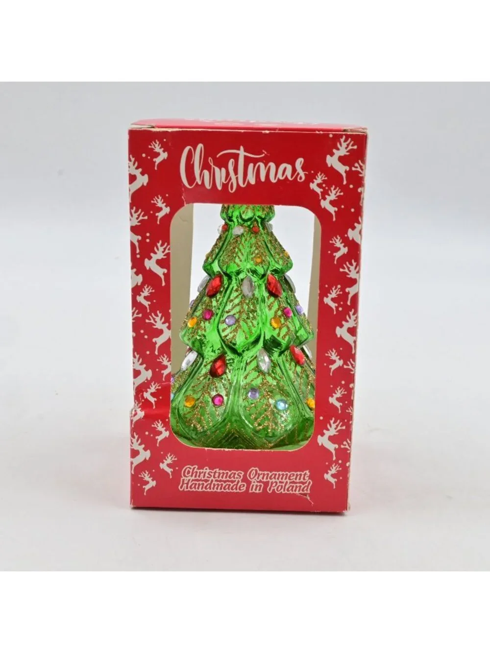 Szklo-Dekor Glass Christmas Tree Ornament Gems Glitter Handmade In Poland Box